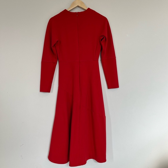 COS Red Asymmetrical Midi Dress Long Sleeve Festive Christmas Primary Red Size 6 - Picture 10 of 13